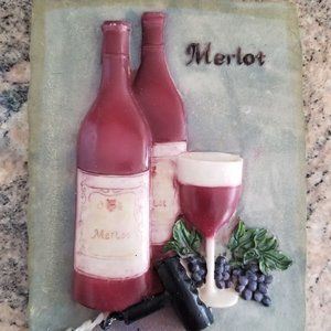 Vintage Resin 3-D Wine Merlot Wall Plaque